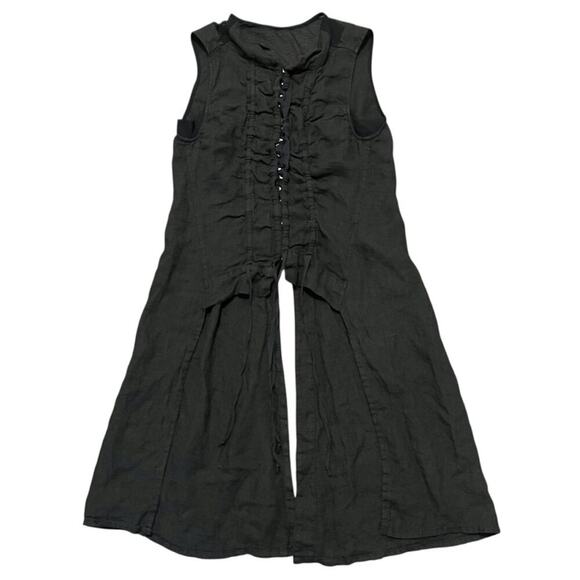 Industrial Euro Linen Hook & Eye Long Flowy Top - Picture 1 of 9